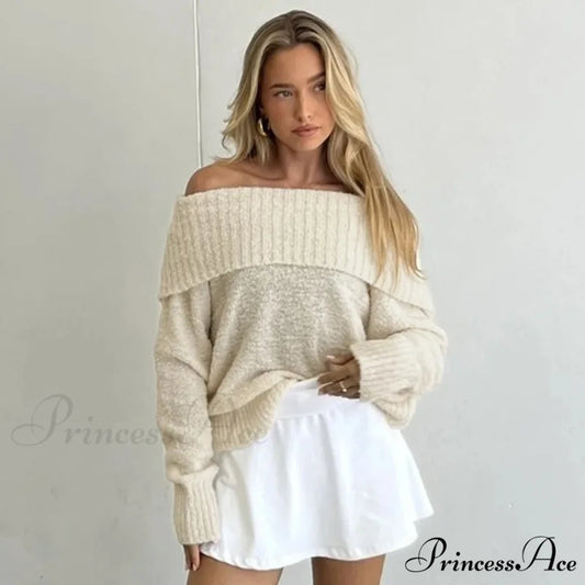 Single Shoulder Sleek Long Sleeve Pullover Jumper swraters-241228