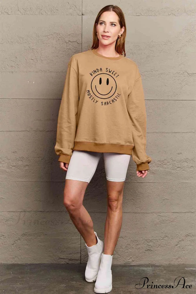 Size Full Face - Smiling Simply Graphic Sweatshirt Love