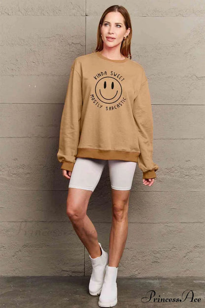 Size Full Face - Smiling Simply Graphic Sweatshirt Love