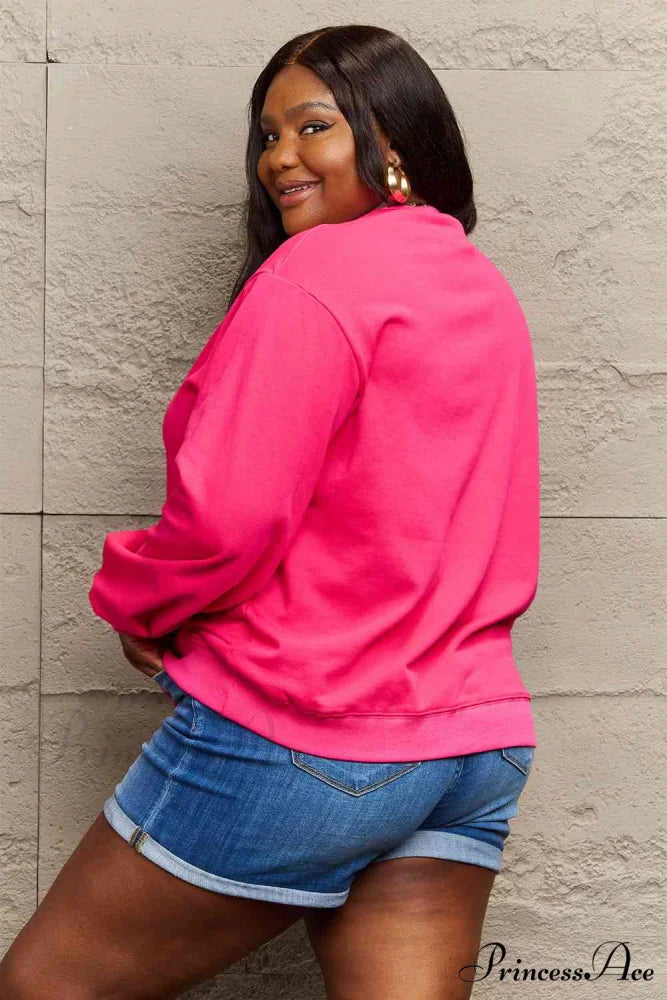 Size Full Face - Smiling Simply Graphic Sweatshirt Love
