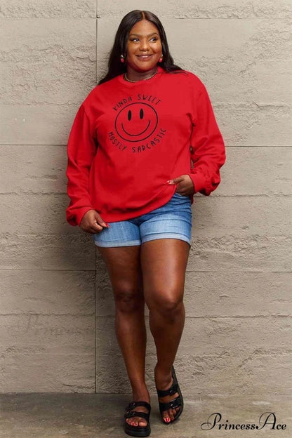 Size Full Face - Smiling Simply Graphic Sweatshirt Love