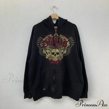 Skeleton Pattern Hooded Sweater black 11 / S hoodies-241228