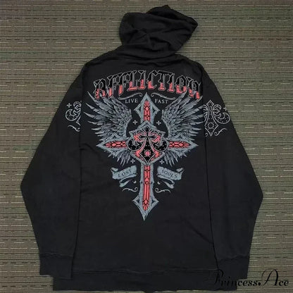 Skeleton Pattern Hooded Sweater black 13 / S hoodies-241228