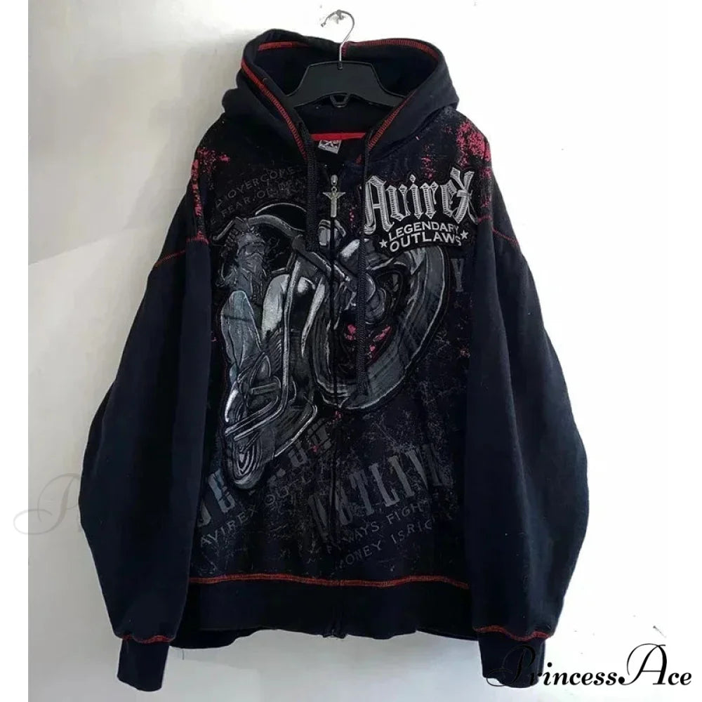 Skeleton Pattern Hooded Sweater black 15 / S hoodies-241228