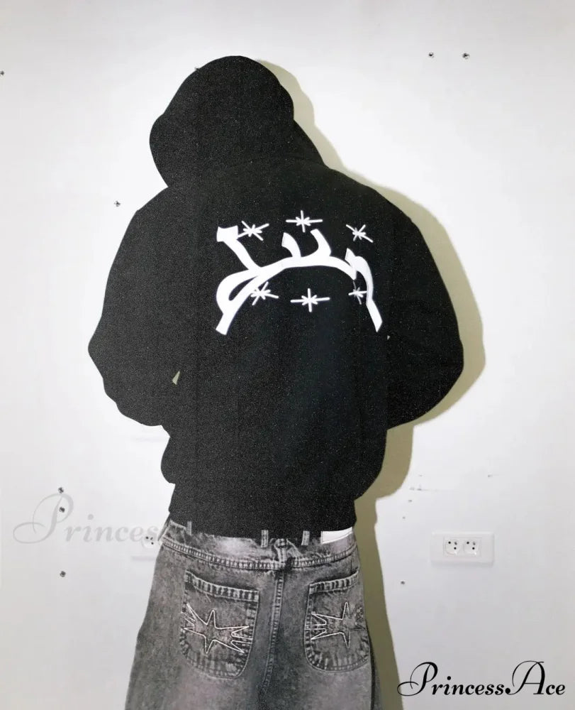 Skeleton Pattern Hooded Sweater black 9 / S hoodies-241228