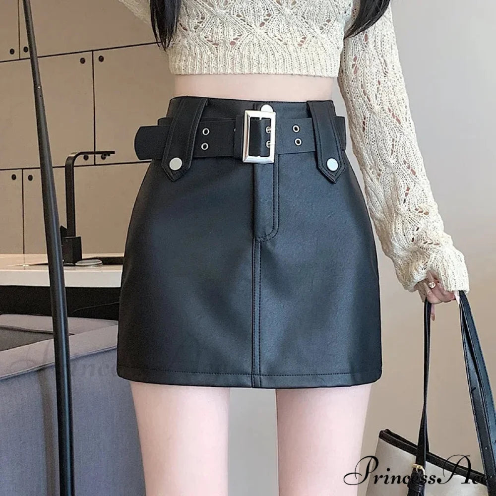Skin Tall Waist Dark Skirt Black / S skirts-250223
