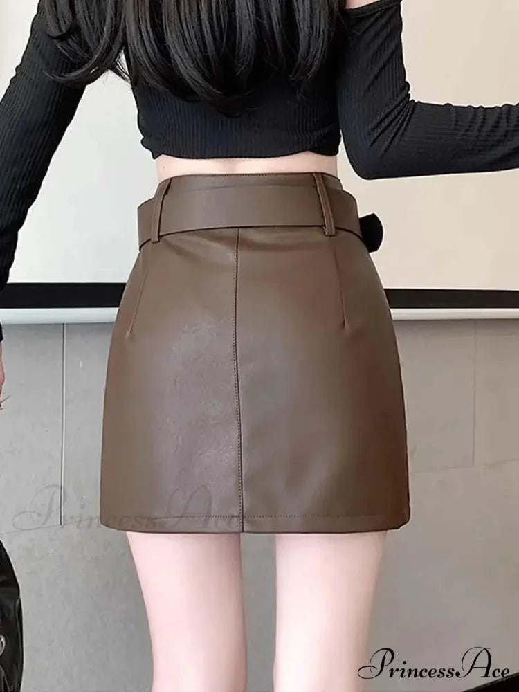 Skin Tall Waist Dark Skirt skirts-250223