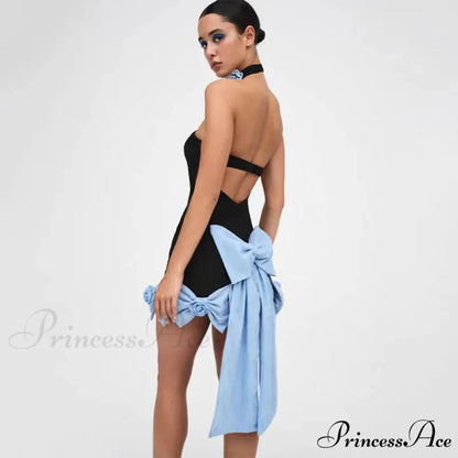 Skinny Bow Slash Neck Party Dress