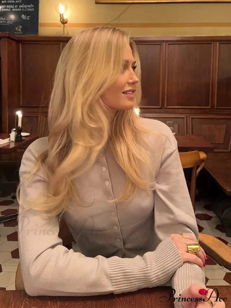 Skinny Circular Neck Sweater cardigans-241228