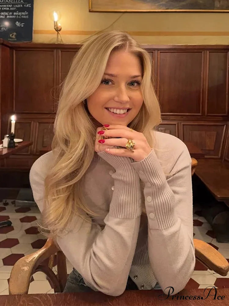 Skinny Circular Neck Sweater cardigans-241228