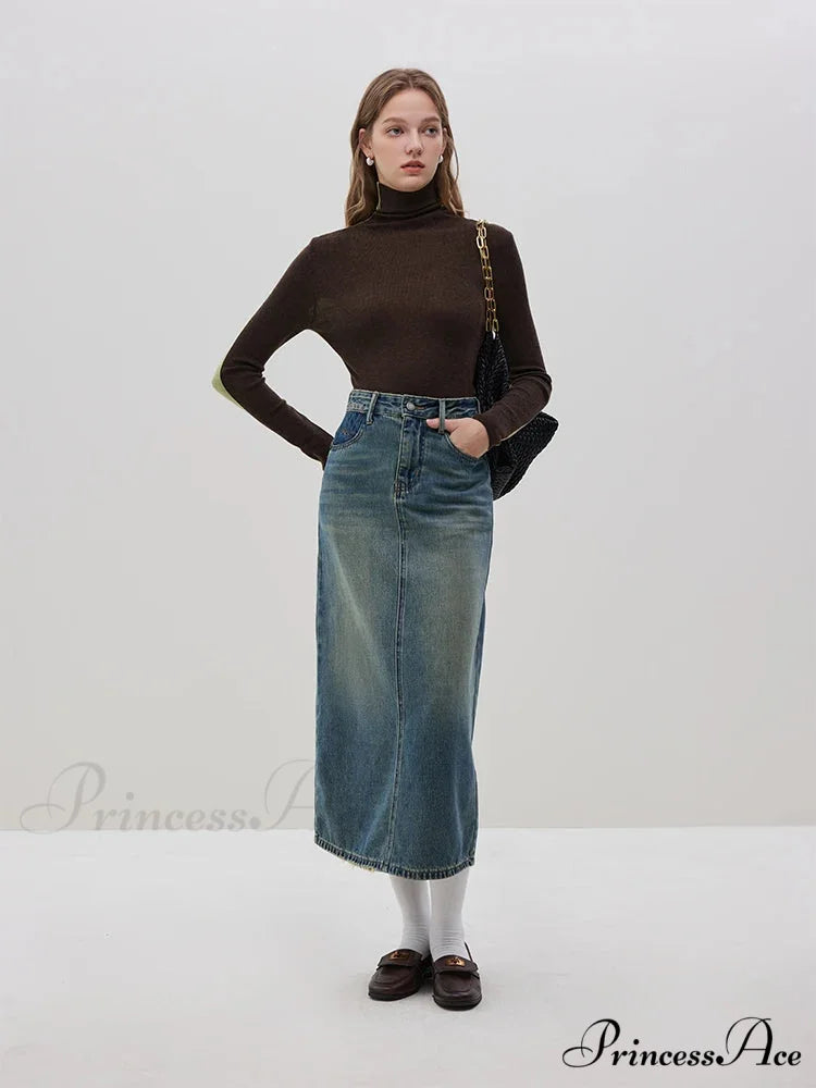 Skinny Design Pair - don Tall Turtleneck Sweater Green Brown / S swraters-241228