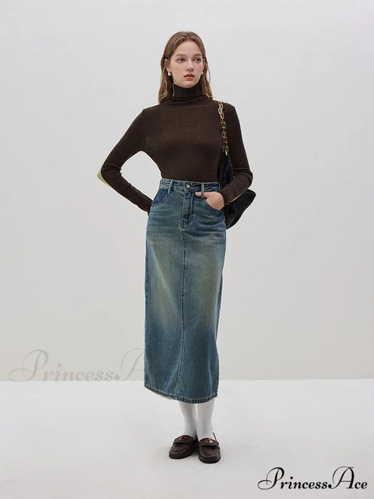 Skinny Design Pair - don Tall Turtleneck Sweater Green Brown / S swraters-241228
