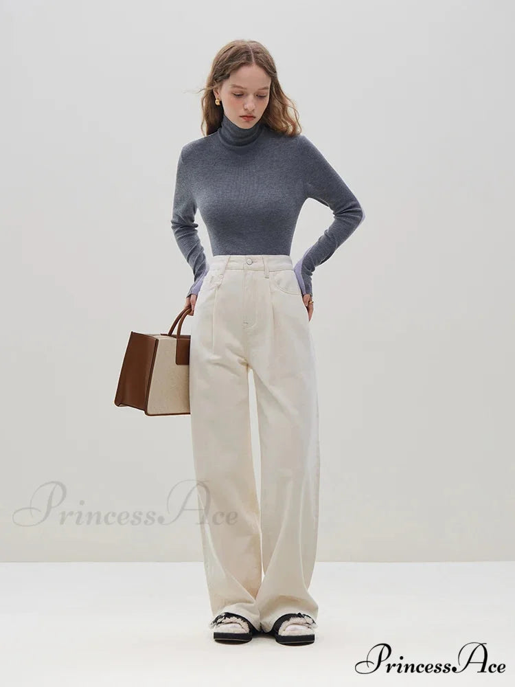 Skinny Design Pair - don Tall Turtleneck Sweater Grey Purple / S swraters-241228