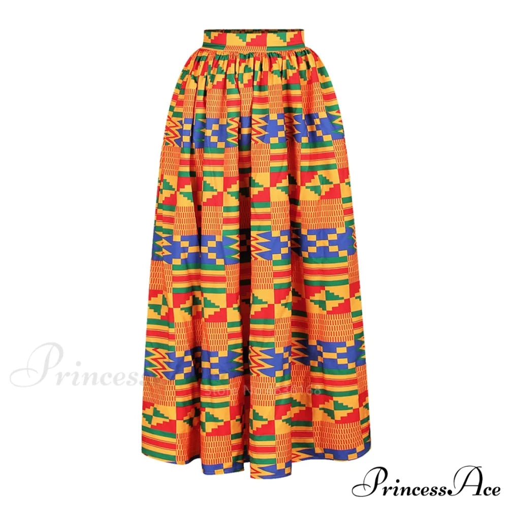 Skirt Top Vintage Africa and Elegant Women High Slit Piece Slash-neck with featuring Blouse Gown Sleeveless National