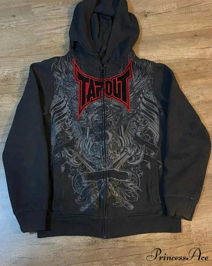 Skull Vintage Zipper Hoodie black 3 / S hoodies-241228