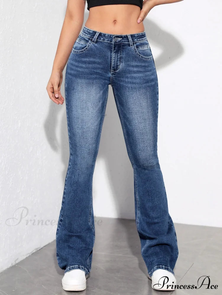 Slant Pocket Flare Leg Jeans Blue / XS