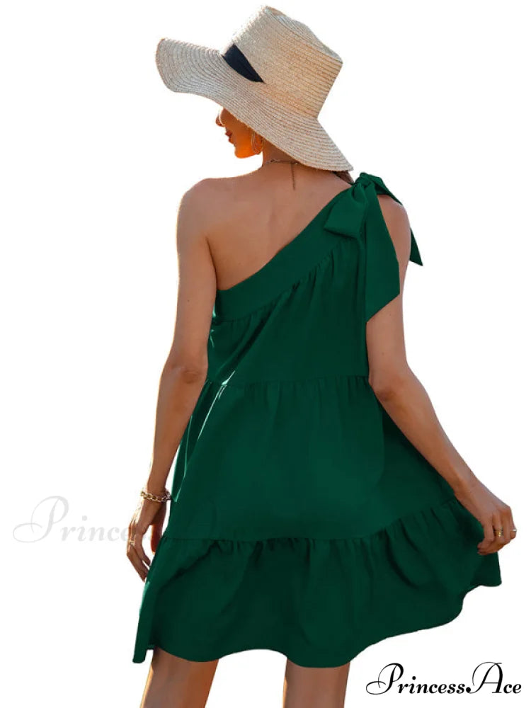 slant Women’s Ruffle neck solid Dress