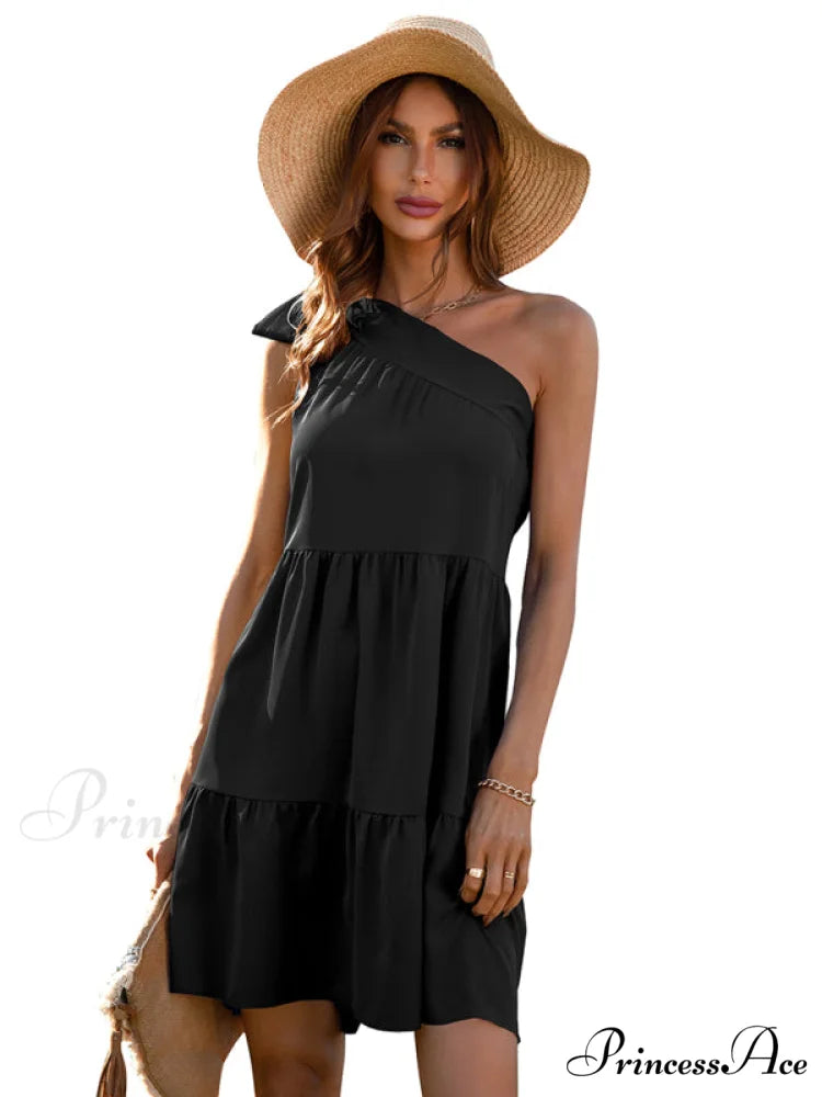 slant Women’s Ruffle neck solid Dress