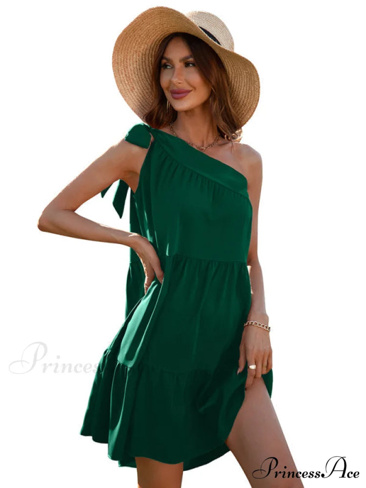 slant Women’s Ruffle neck solid Dress