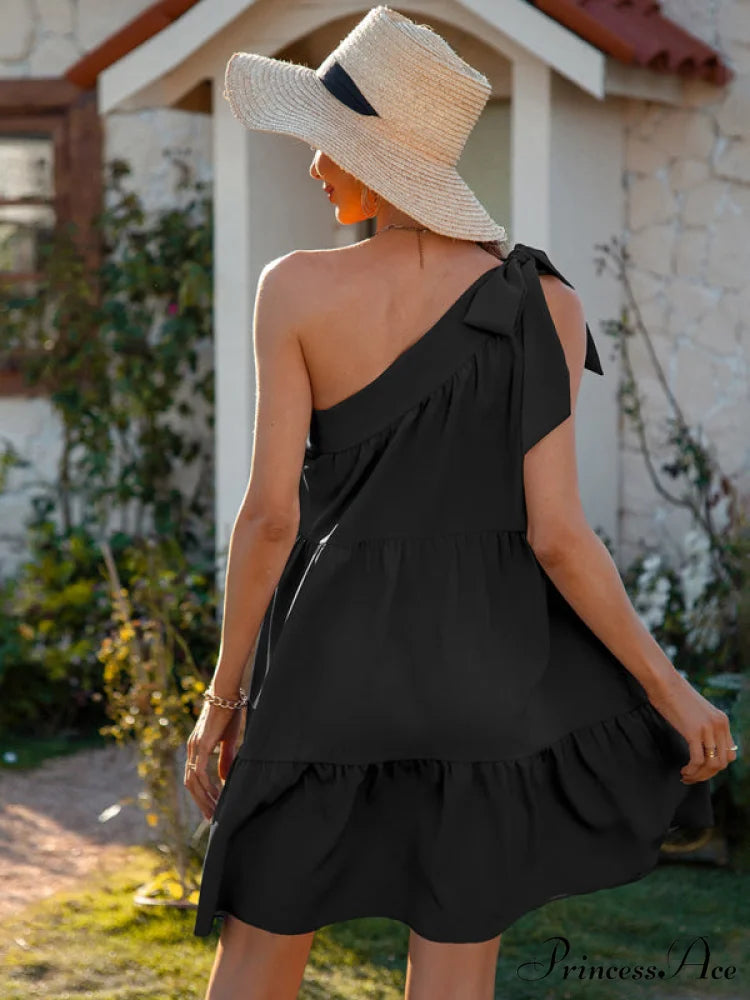 slant Women’s Ruffle neck solid Dress