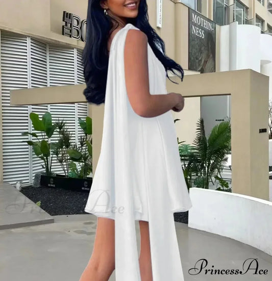 Slanting Shoulder Net Mini Dress minidress-250223