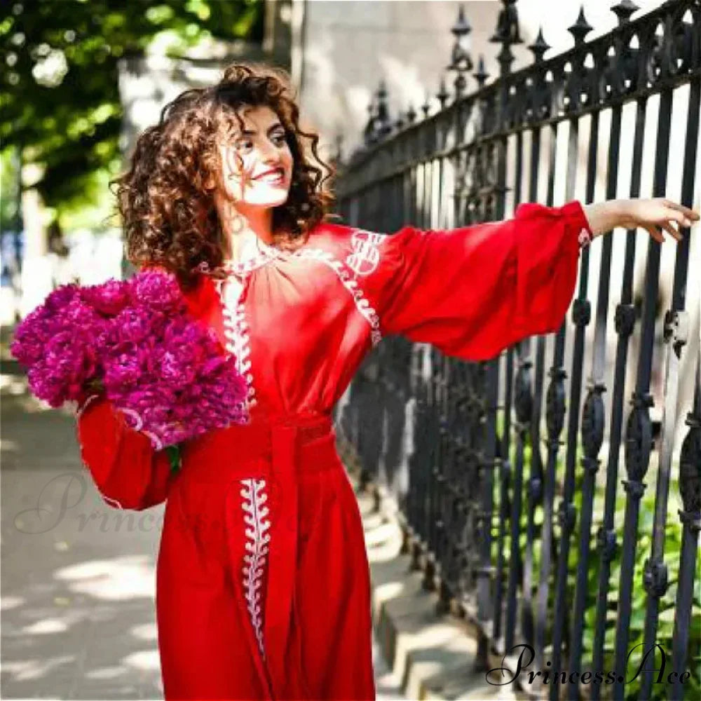 Sleeve Ethnic Tunic Boho Dress RED / S bohodress-250126