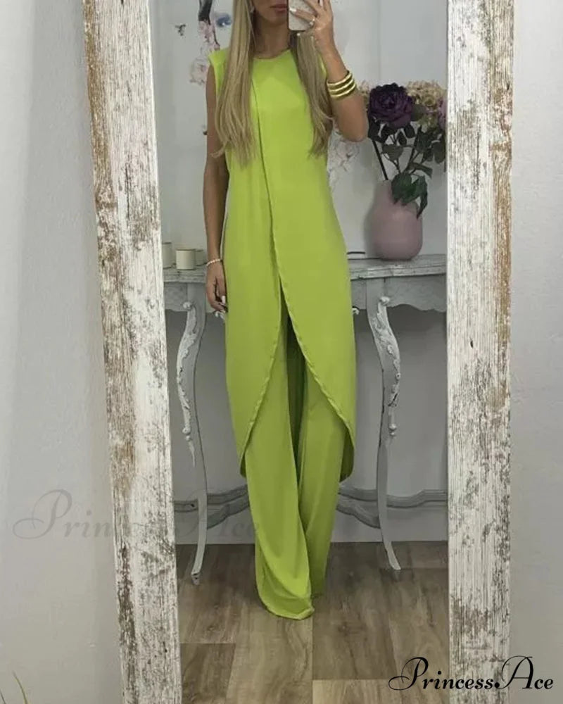Sleeveless 2-piece outfit Green / S