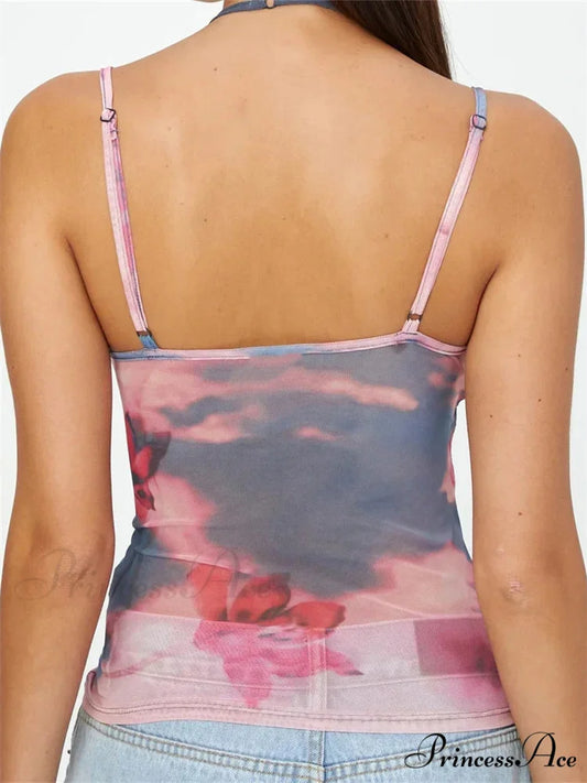 Sleeveless Band Patchwork Mesh Tank Crop Top croptop-250126