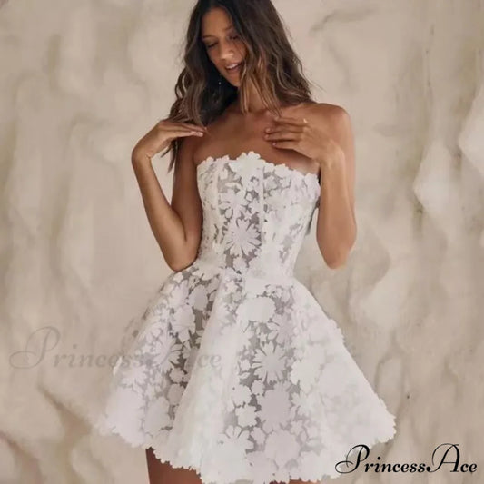 Sleeveless Brief Cocktail Wedding Gown lvory white / 2 weddingdress-250223