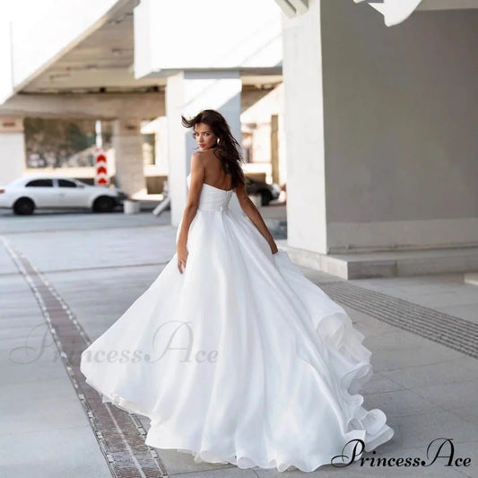 Sleeveless Charming Lace Extended Trail Bridal Gown white / 2 weddingdress-250223