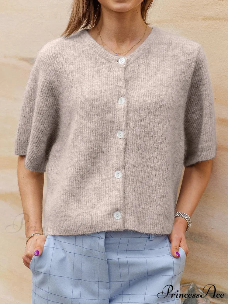 Sleeveless Circular Neck Button-Up Cardigan beige / S cardigans-241228