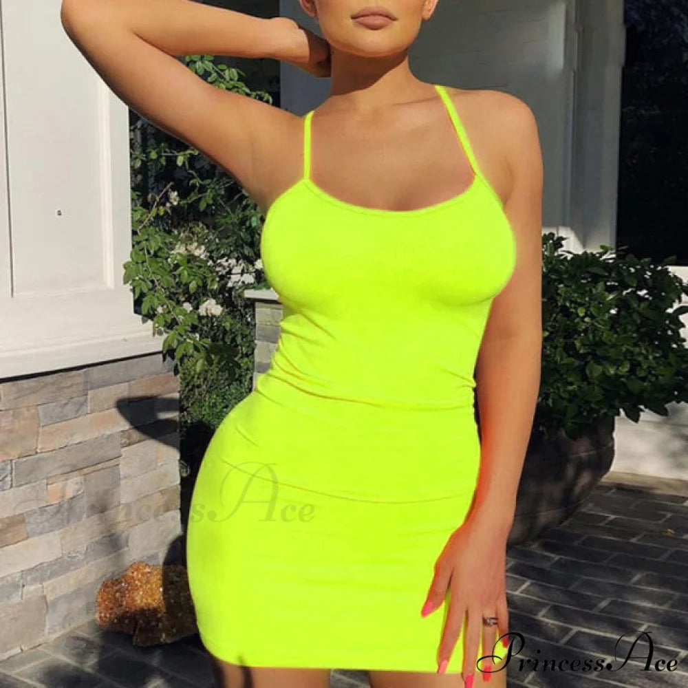 Sleeveless Club Night Beach Backless Dress Green / XS
