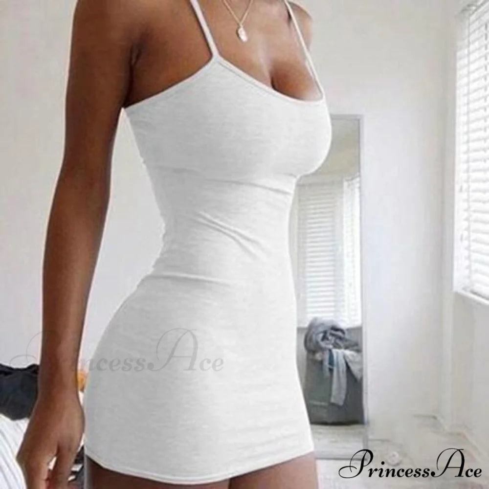 Sleeveless Club Night Beach Backless Dress White / XS