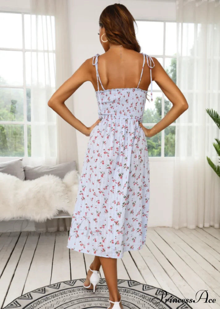 Sleeveless Coastal for Flowered Festive Gown Sling Style