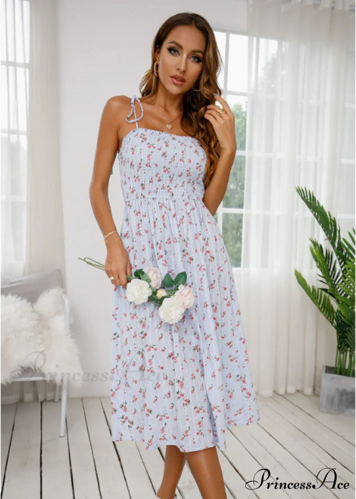 Sleeveless Coastal for Flowered Festive Gown Sling Style