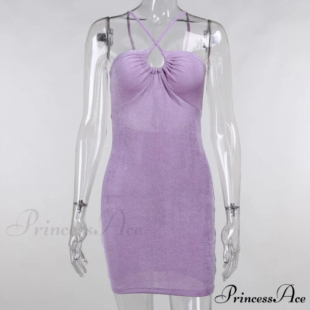 Sleeveless Cut Out Sexy Summer Dress Purple / S