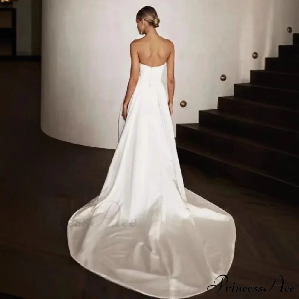 Sleeveless Dual-Slit Trumpet Bridal Gown weddingdress-250223