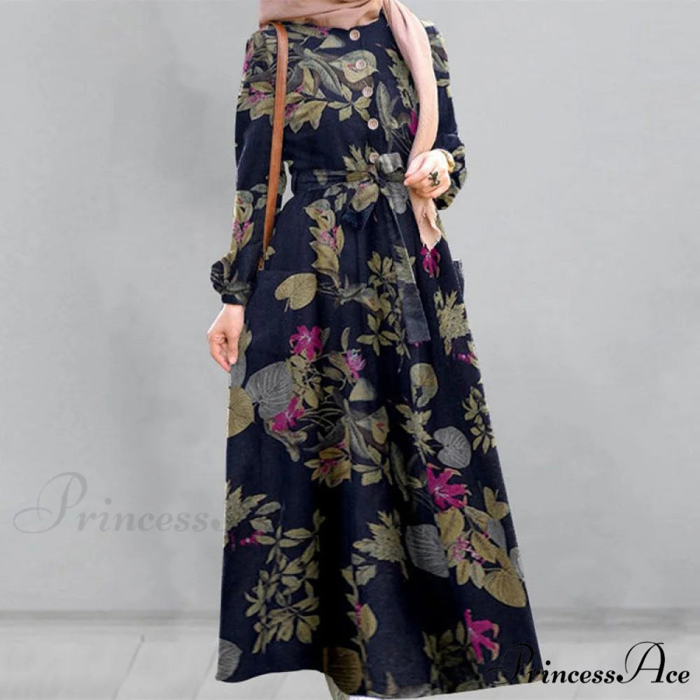 Sleeveless Floral Midi Dress with Drawstring S / WHITE