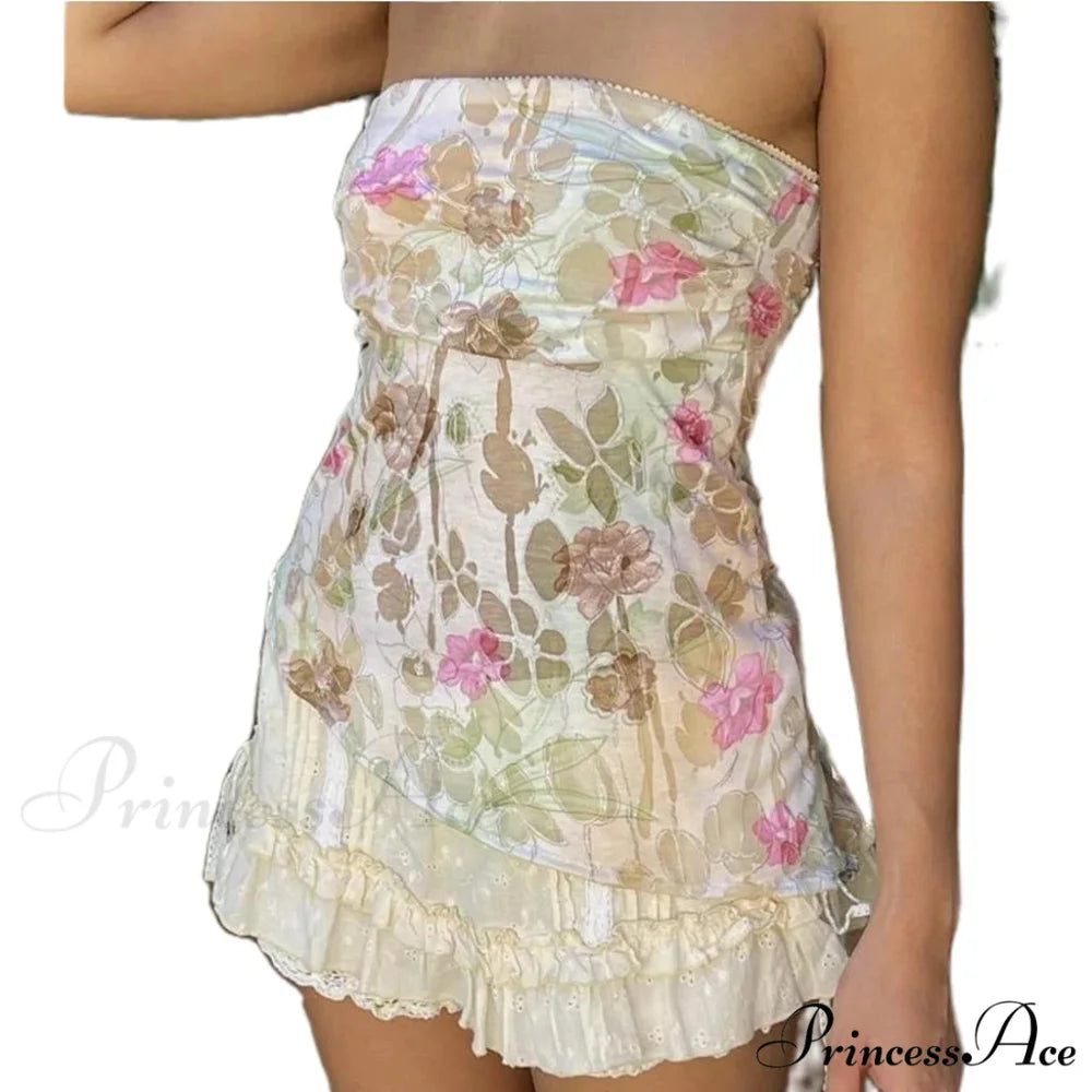 Sleeveless Floral Pattern Cropped Top croptop-250223