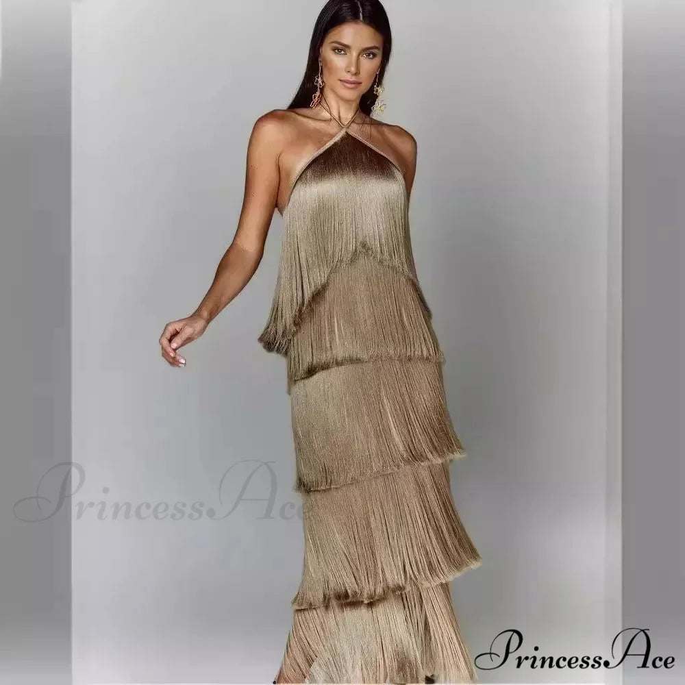 Sleeveless Halter Split Party Dress