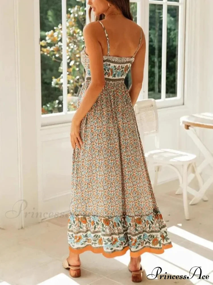 Sleeveless Holiday Summer Long Beach Boho Dress bohodress-250126