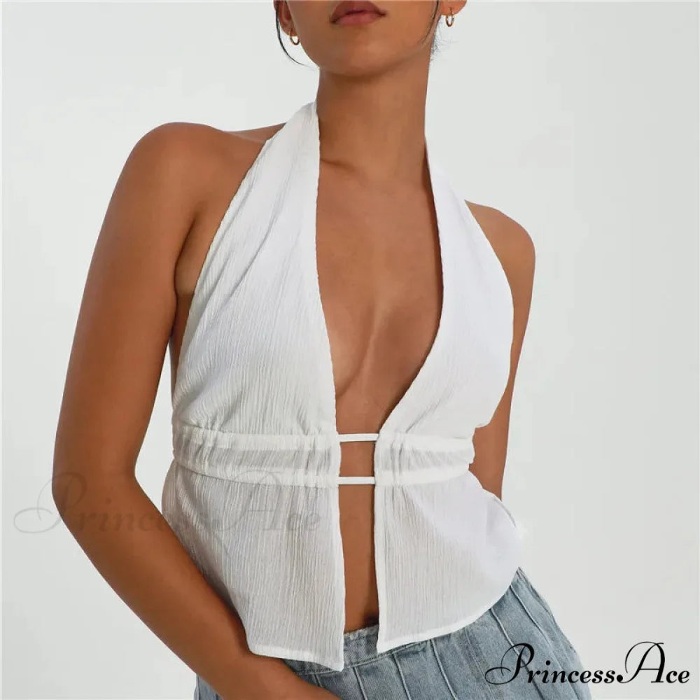 Sleeveless Knot Front Crop Top WHITE / S croptop-250223