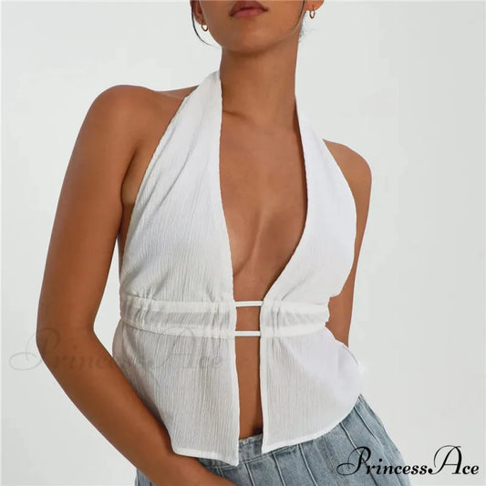 Sleeveless Knot Front Crop Top WHITE / S croptop-250223