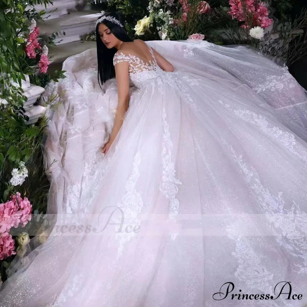 Sleeveless Lace Extended Train Bridal Gown white / 2 weddingdress-250223