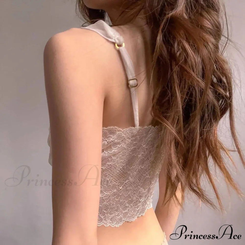 Sleeveless Lace Mesh Flirtatious Korean Aesthetic Tank croptop-250126