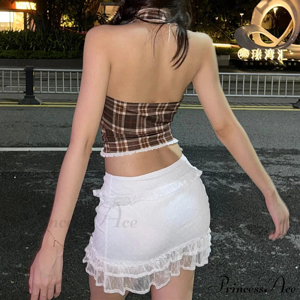 Sleeveless Lace Mesh Flirtatious Korean Aesthetic Tank croptop-250126