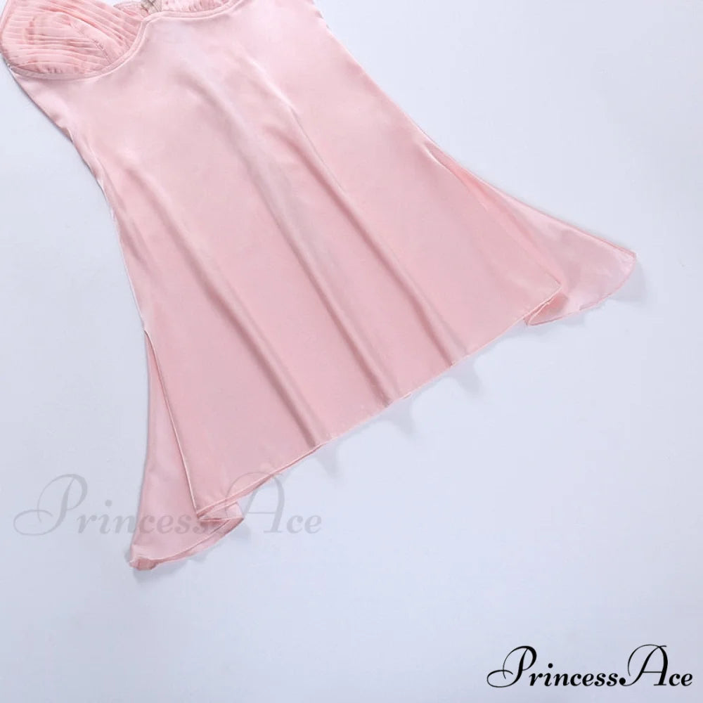 Sleeveless Mini Spaghetti Party Deep Strap V Club Warm-Season Gown Robe Backless Women Satin Neck Vestido