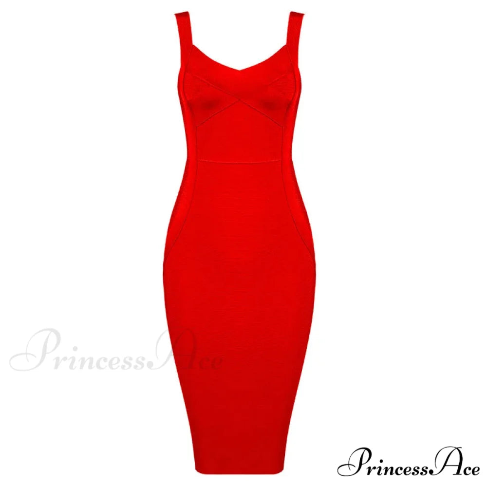 Sleeveless Rayon Bodycon Party Dress Red / S