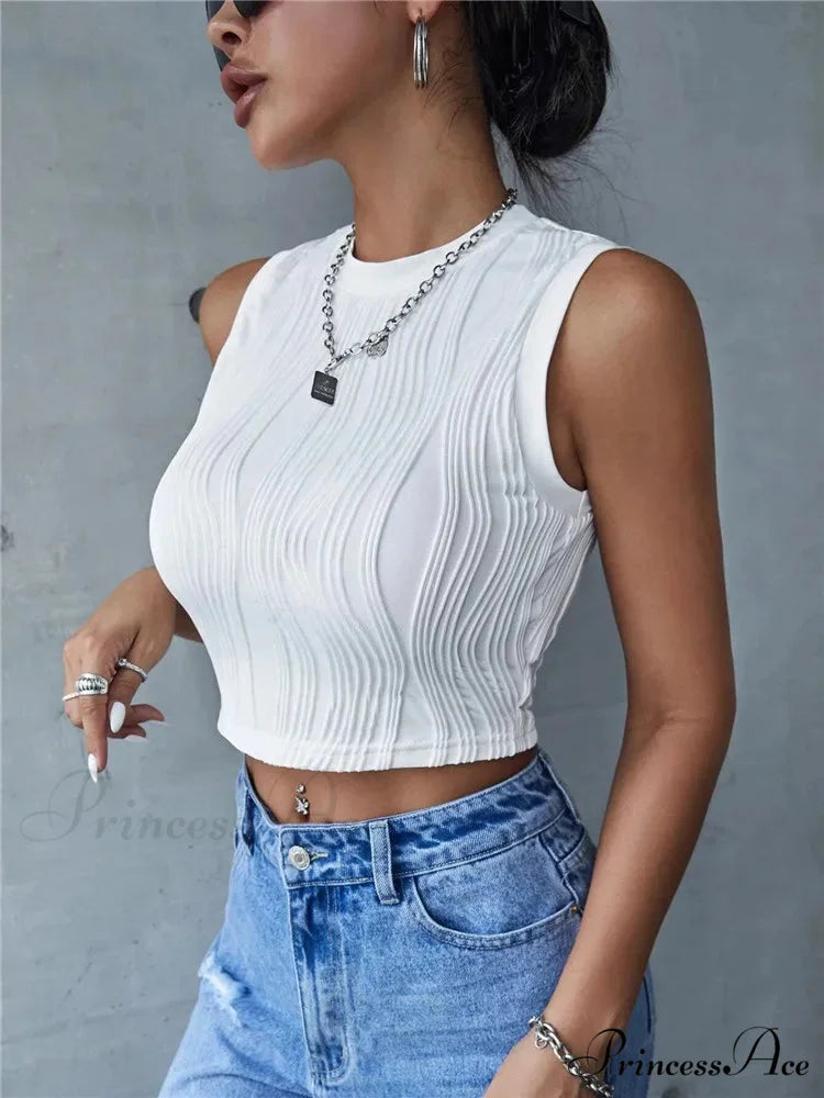 Sleeveless Rib Knit Women Summer Y2K High Street Style Koreanfashion Mock Neck Slim Fit Crop Streetwear 2024 Tank top
