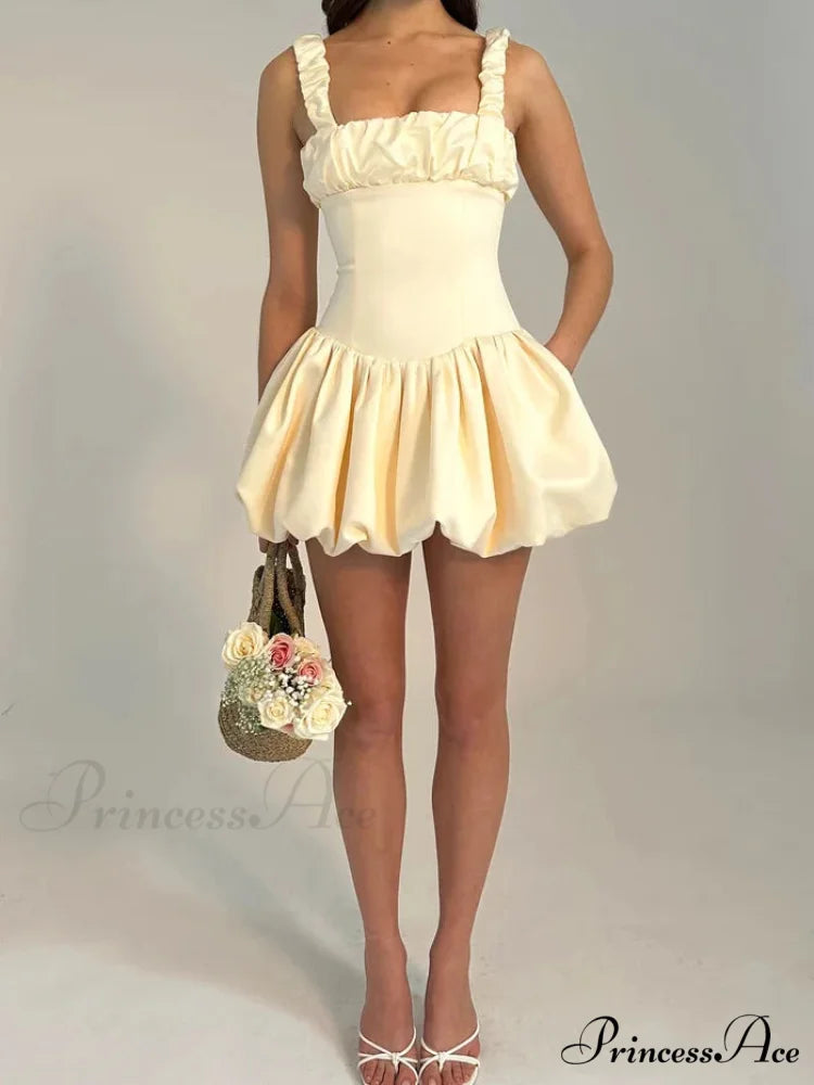 Sleeveless Ruffled Zip Mini Dress Khaki / S minidress-250223